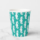 Teal Seahorse Pattern Pappbecher (Vorderseite)