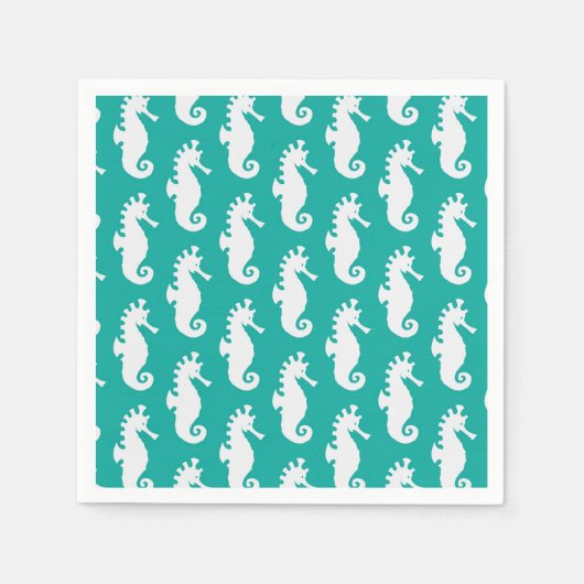 Teal Seahorse Pattern Serviette (Vorderseite)