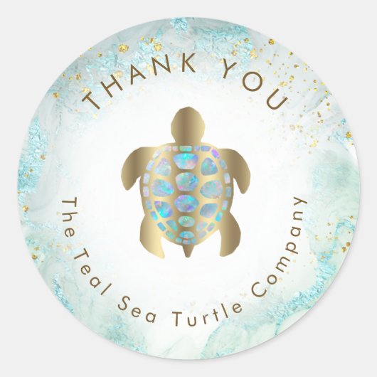 Teal-Seeschildkröten-Design Runder Aufkleber (Vorderseite)