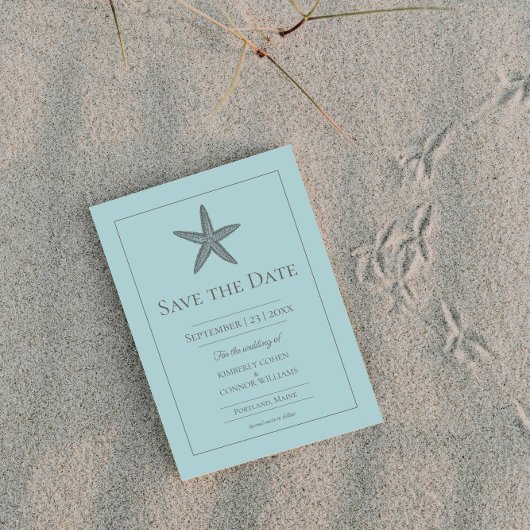 Teal Seestern-Monogramm-Foto Save The Date