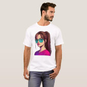 Teal Shades Girl Art T-Shirt (Vorne ganz)