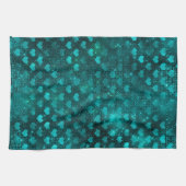 Teal Shadow Glam Glitter Hearts Pattern Geschirrtuch (Horizontal)