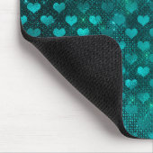 Teal Shadow Glam Glitter Hearts Pattern Mousepad (Ecke)