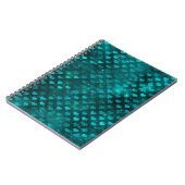 Teal Shadow Glam Glitter Hearts Pattern Notizblock (Linke Seite)