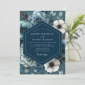 Teal Shadowy Moody Wedding Einladung (Stehend Vorderseite)