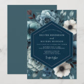 Teal Shadowy Moody Wedding Einladung (Vorne/Hinten)