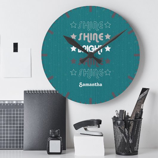 Teal Shine. Shine. Bright. Shine. Shine. Runde Wanduhr