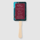 Teal Silver Agate Burgundy Wedding Program Fächer (Vorderseite)