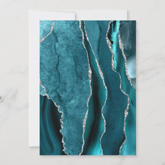 Teal Silver Agate Purple Wedding Invitation Einladung (Rückseite)