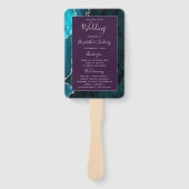 Teal Silver Agate Purple Wedding Program Fächer (Vorderseite)