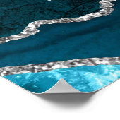 Teal Silver Agate Wedding Seating Chart 12 Table Poster (Ecke)