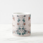 Teal Silver Floral Copper Butterfly Tan Wedding Kaffeetasse (Mittel)
