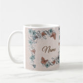 Teal Silver Floral Copper Butterfly Tan Wedding Kaffeetasse (Links)