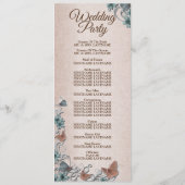 Teal Silver Floral Copper Butterfly Tan Wedding Programm (Rückseite)