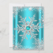 Teal Silver Winter Wonderland Sweet 16 Snowflake Einladung (Rückseite)