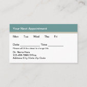 Teal Simple Budget Medical Appointment Cards Terminkarte (Vorderseite)