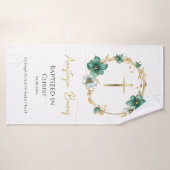 Teal & Sky Blue Flowers Orthodox Baptism Gift Badehandtuch (Badehandtuch)