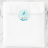 Teal Snow Skiing Runder Aufkleber (Tasche)