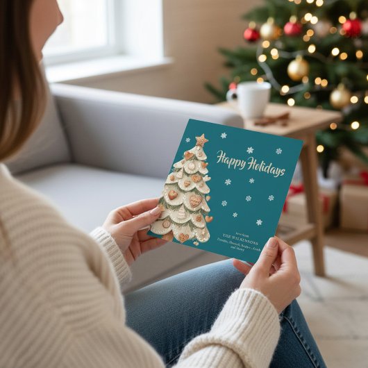Teal Snowflake Gingerbread Holiday card Einladung