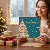 Teal Snowflake Gingerbread Holiday card Einladung