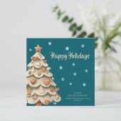 Teal Snowflake Gingerbread Holiday card Einladung (Stehend Vorderseite)