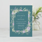 Teal Soft Bloom Romance Wedding Einladung (Stehend Vorderseite)