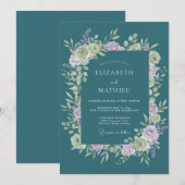 Teal Soft Bloom Romance Wedding Einladung (Vorne/Hinten)