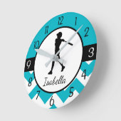 Teal Softball Wall Clock Runde Wanduhr (Winkel)