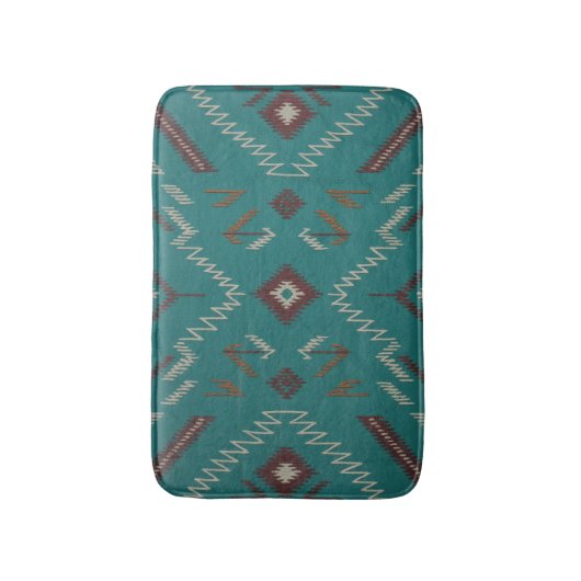 Teal Southwest Navajo Geometric Badematte (Vorderseite Vertikal)