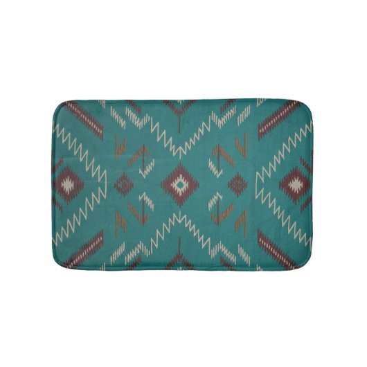 Teal Southwest Navajo Geometric Badematte (Vorderseite)
