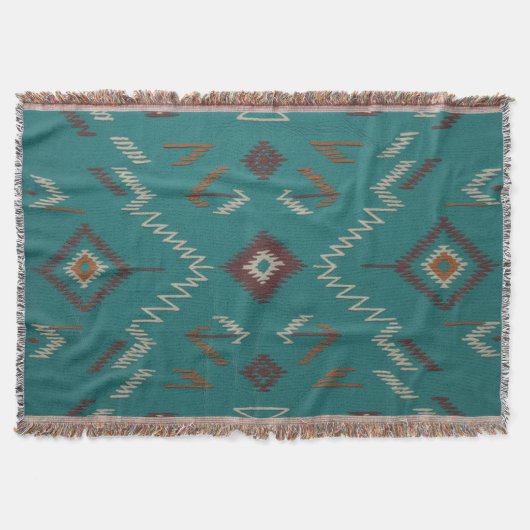 Teal Southwest Navajo Geometric Decke (Vorderseite)