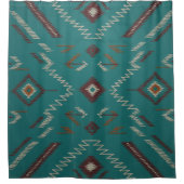 Teal Southwest Navajo Geometric Duschvorhang (Vorderseite)