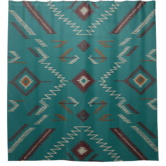 Teal Southwest Navajo Geometric Duschvorhang (Vorderseite)