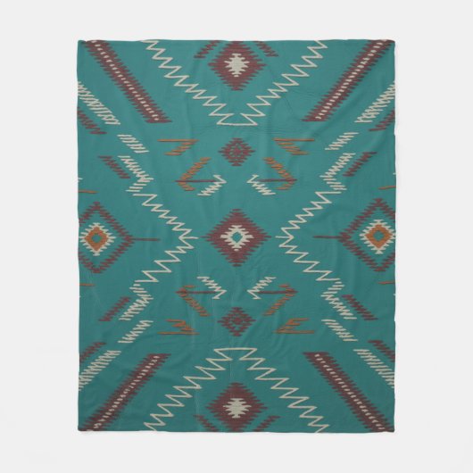 Teal Southwest Navajo Geometric Fleecedecke (Vorderseite)