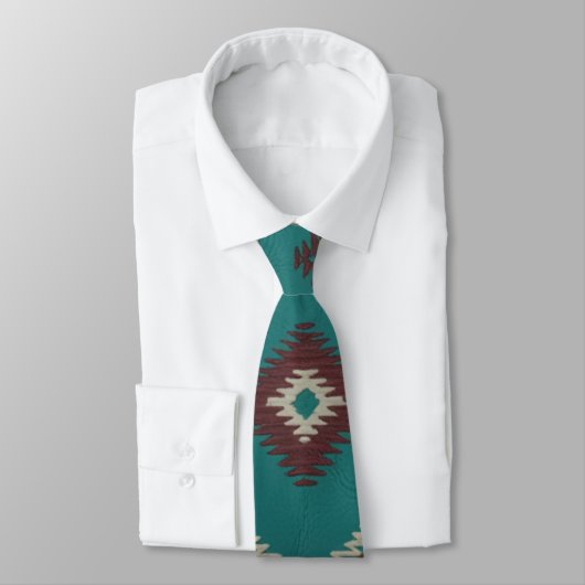 Teal Southwest Navajo Geometric Krawatte (Gebunden)