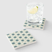 Teal Starburst Tile Pattern Steinuntersetzer (Seitenansicht)