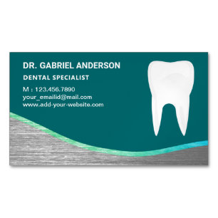 Teal Steel Tooth Zahnklinik Zahnarzt Magnetische Visitenkarte