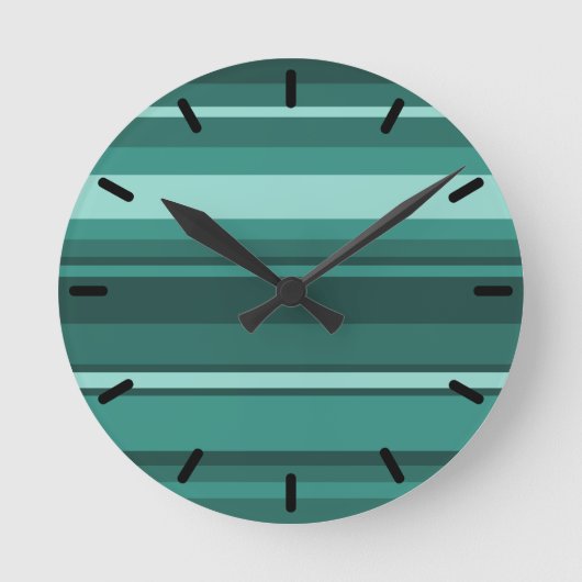Teal stripes runde wanduhr (Vorderseite)