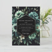 Teal Succulent Bloom Wedding Einladung (Stehend Vorderseite)
