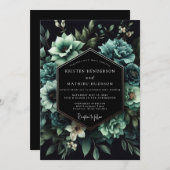 Teal Succulent Bloom Wedding Einladung (Vorne/Hinten)