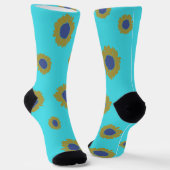 Teal Sunflower Pattern Women's Socks Socken (Gewinkelt)