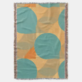 Teal, Tan, and Orange in Retro Look Pattern Decke (Vorderseite Vertikal)