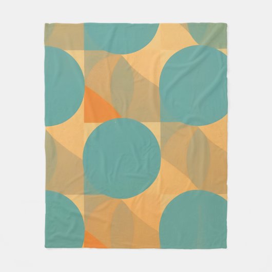 Teal, Tan, and Orange in Retro Look Pattern Fleecedecke (Vorderseite)