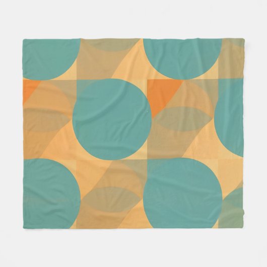 Teal, Tan, and Orange in Retro Look Pattern Fleecedecke (Vorderseite (Horizontal))