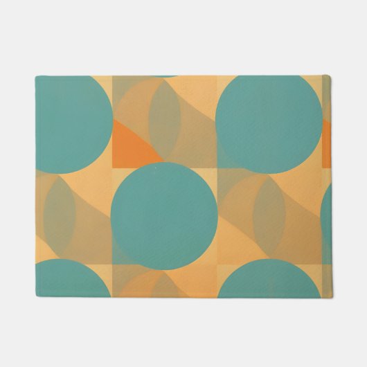 Teal, Tan, and Orange in Retro Look Pattern Fußmatte (Vorderseite)