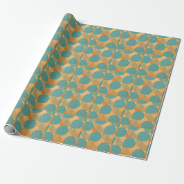 Teal, Tan, and Orange in Retro Look Pattern Geschenkpapier