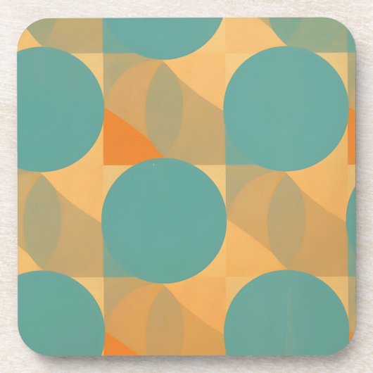 Teal, Tan, and Orange in Retro Look Pattern Getränkeuntersetzer (Vorderseite)