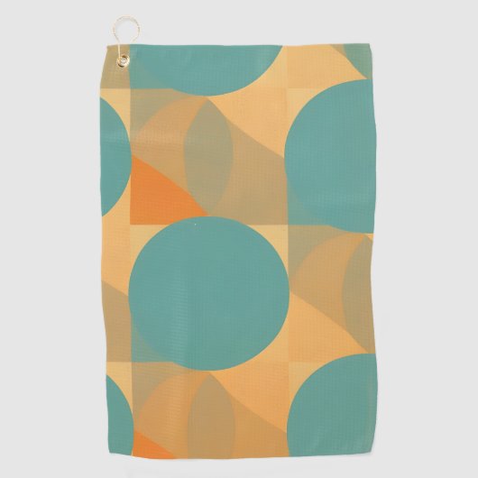 Teal, Tan, and Orange in Retro Look Pattern Golfhandtuch (Vorderseite)