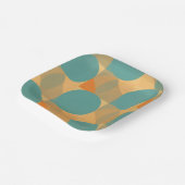 Teal, Tan, and Orange in Retro Look Pattern Pappteller (Gewinkelt)