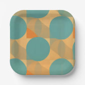 Teal, Tan, and Orange in Retro Look Pattern Pappteller (Vorderseite)